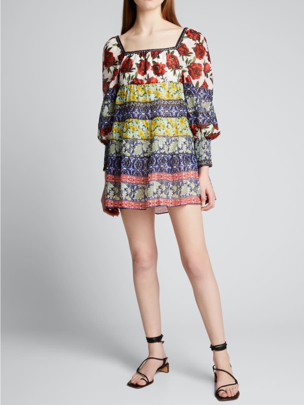 Alice + Olivia Rowen Patchwork in French Quarters Floral Tunic Dress